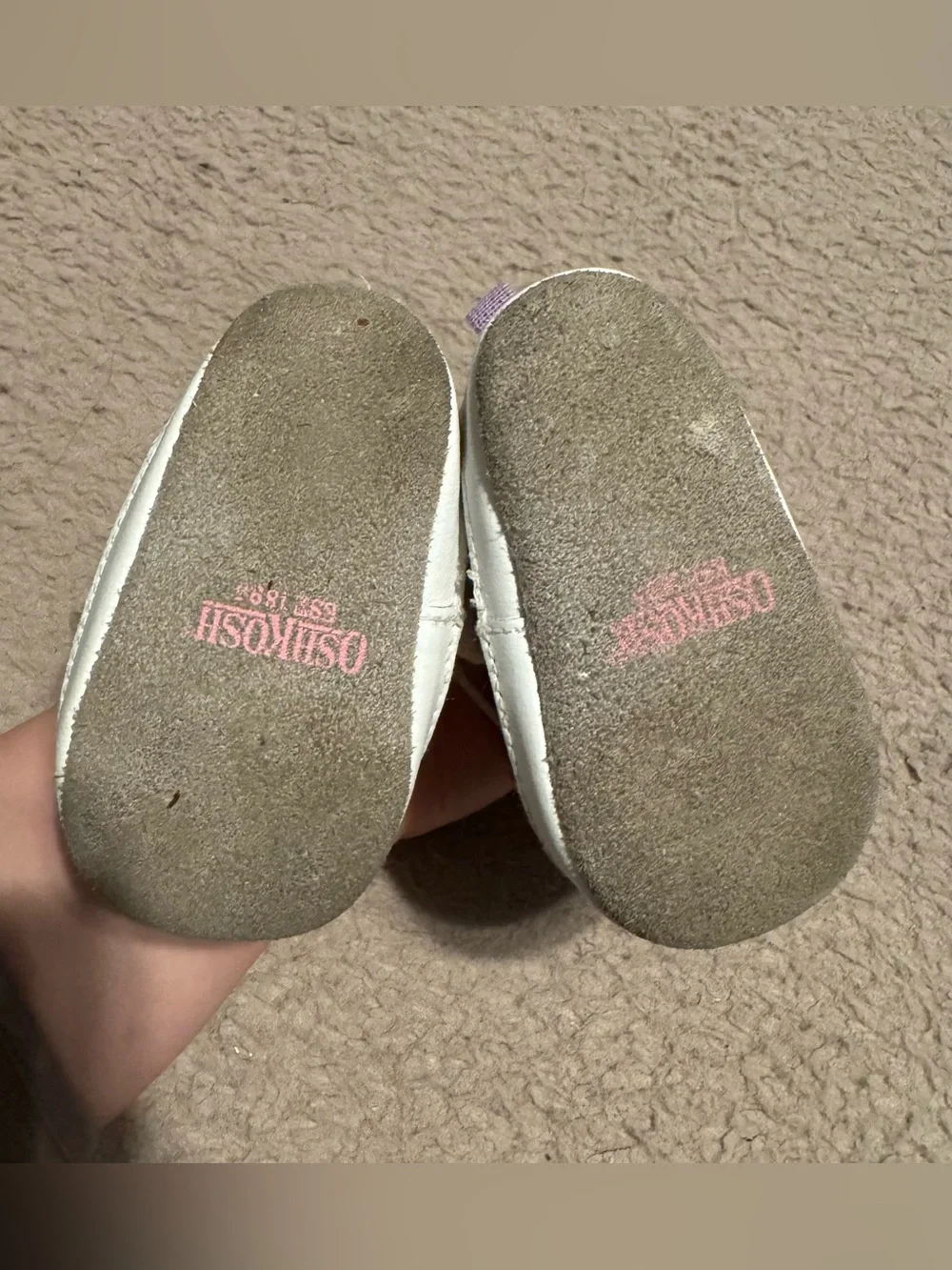 Vintage Oshkosh Crib Shoes Baby Butterfly Size 1 6-12 Weeks White Embroidered-